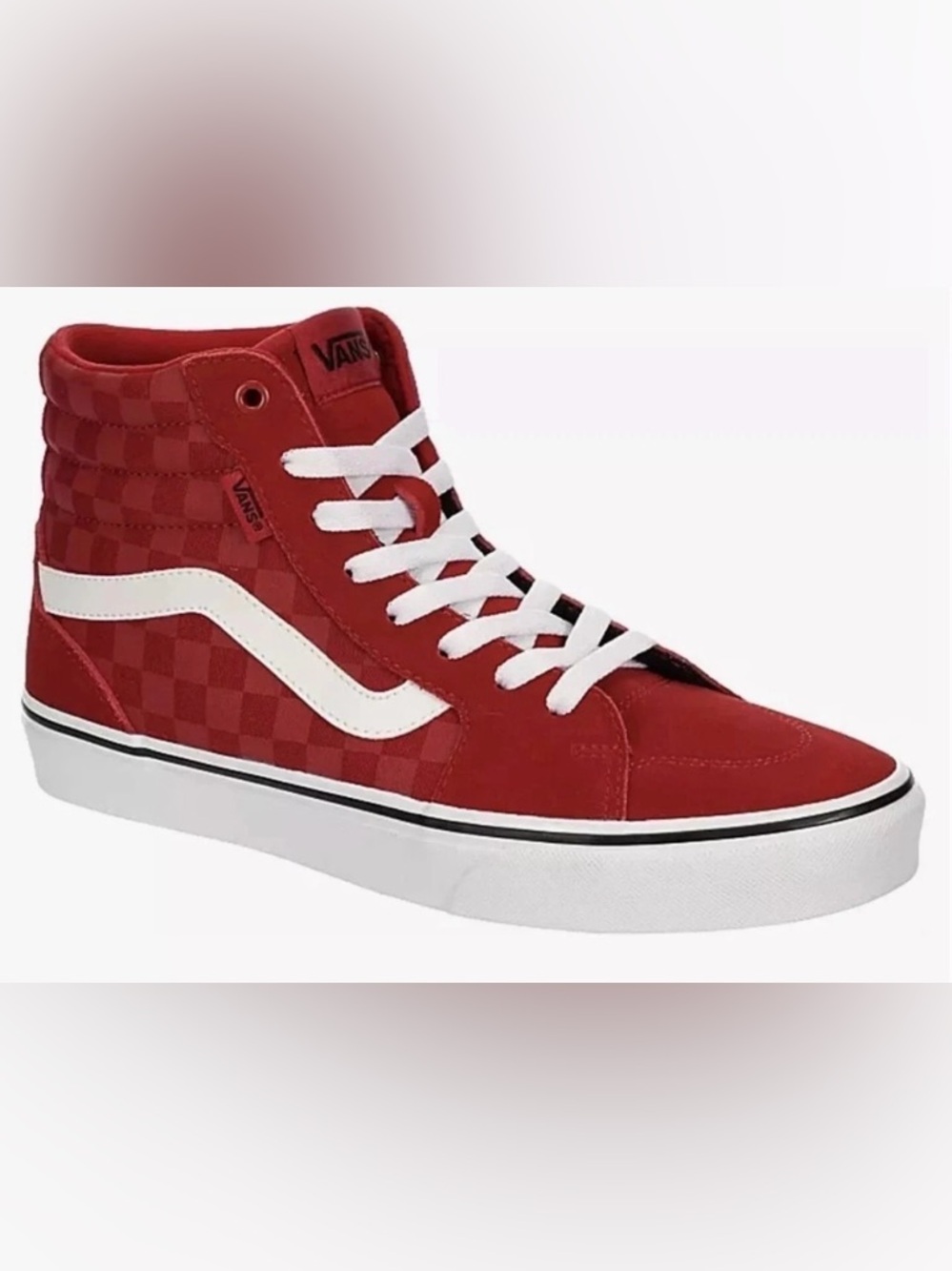 Vans Red Checkerboard High-Top Skate Sneakers